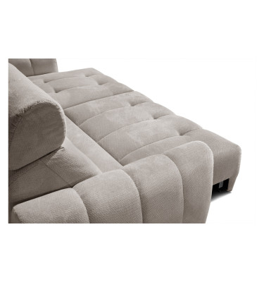 KIMI 3-Sitzer Ecksofa rechts, ausziehbarer Sitz, verstellbare Kopfstützen, beige