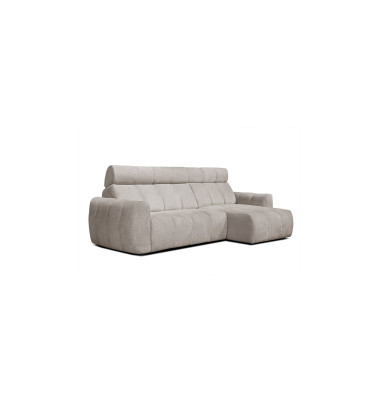 KIMI 3-Sitzer Ecksofa rechts, ausziehbarer Sitz, verstellbare Kopfstützen, beige