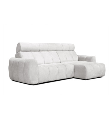 KIMI 3-Sitzer Ecksofa rechts, ausziehbarer Sitz, verstellbare Kopfstützen, creme