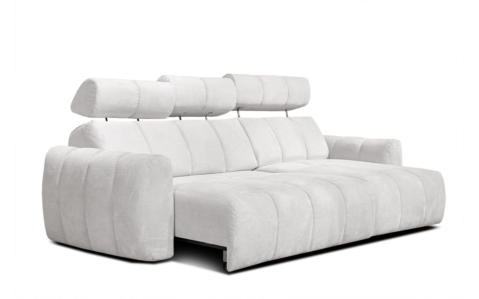 KIMI 3-Sitzer Ecksofa rechts, ausziehbarer Sitz, verstellbare Kopfstützen, creme