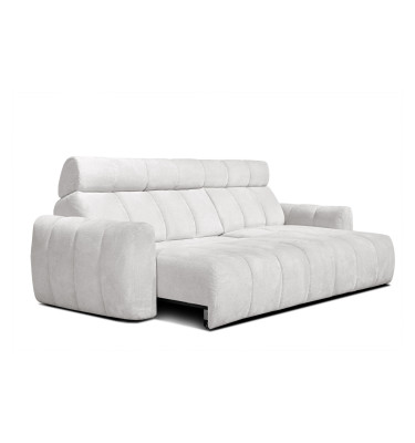 KIMI 3-Sitzer Ecksofa rechts, ausziehbarer Sitz, verstellbare Kopfstützen, creme