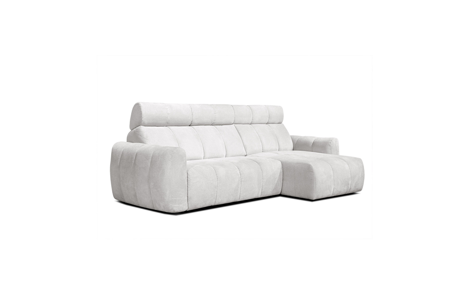 KIMI 3-Sitzer Ecksofa rechts, ausziehbarer Sitz, verstellbare Kopfstützen, creme