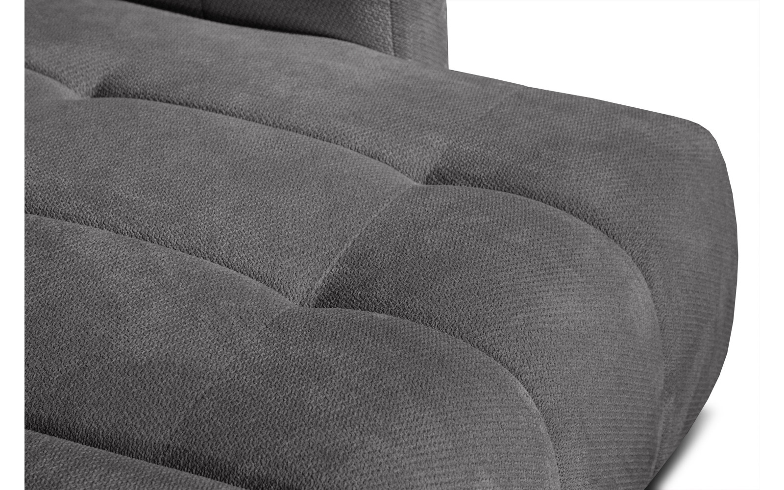 KIMI 3-Sitzer Ecksofa rechts, ausziehbarer Sitz, verstellbare Kopfstützen, dunkelgrau