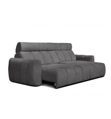 KIMI 3-Sitzer Ecksofa rechts, ausziehbarer Sitz, verstellbare Kopfstützen, dunkelgrau