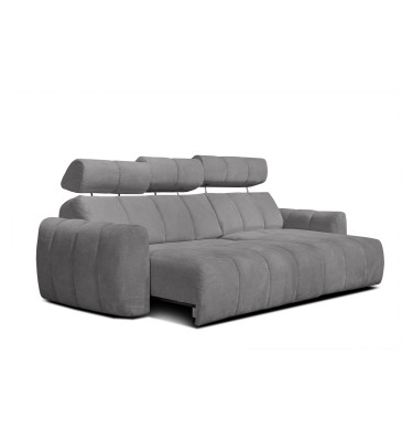 KIMI 3-Sitzer Ecksofa rechts, ausziehbarer Sitz, verstellbare Kopfstützen, grau