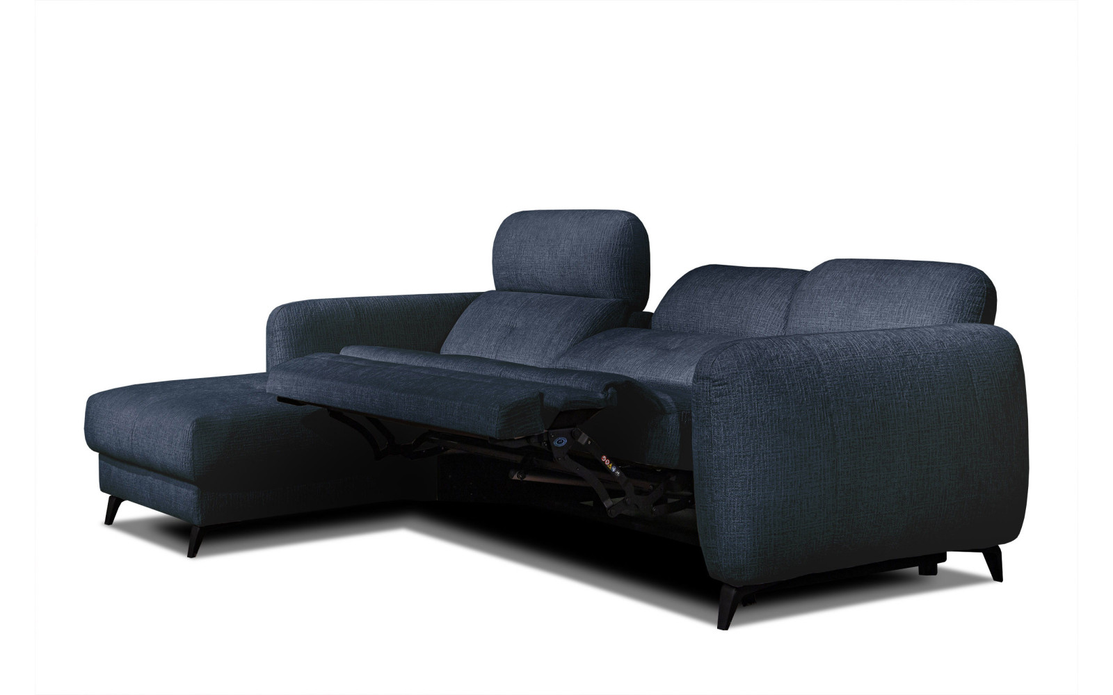 SVEN 3-Sitzer Ecksofa links, 1 relax XL, verstellbare Kopfstützen, marineblau