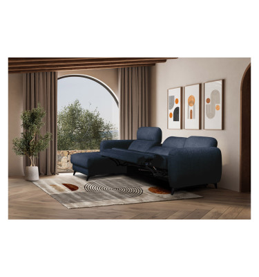 SVEN 3-Sitzer Ecksofa links, 1 relax XL, verstellbare Kopfstützen, marineblau