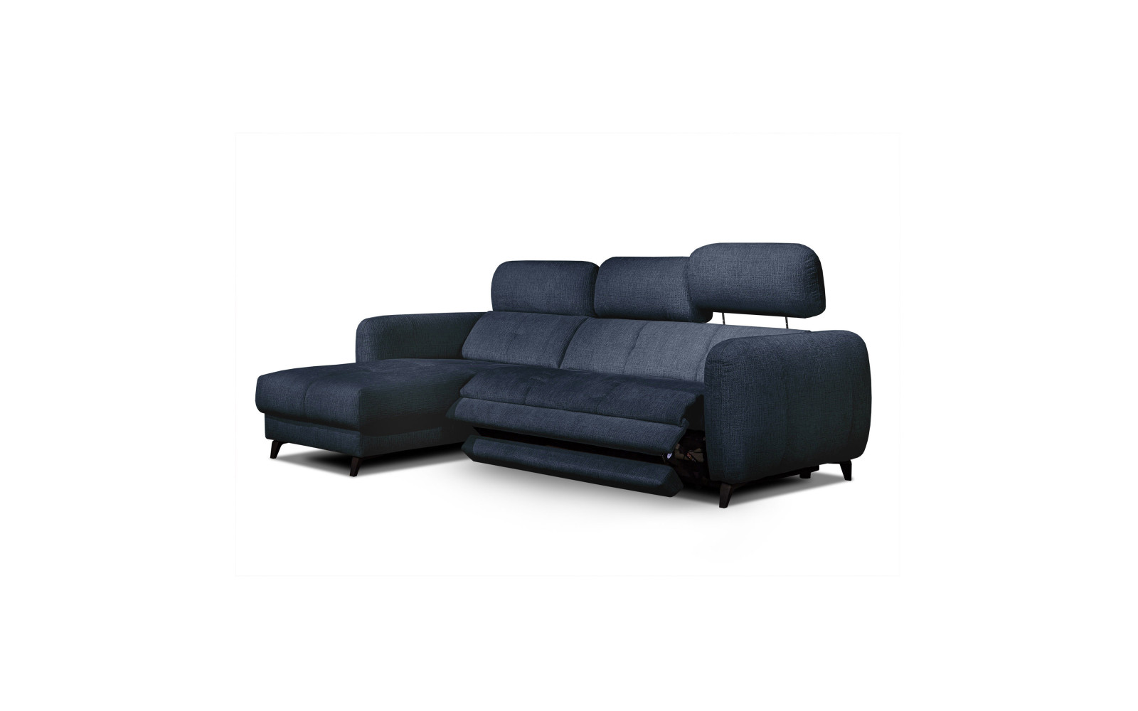 SVEN 3-Sitzer Ecksofa links, 1 relax XL, verstellbare Kopfstützen, marineblau