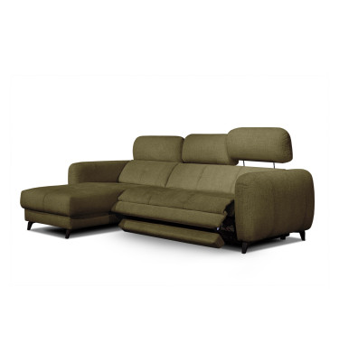 SVEN 3-Sitzer Ecksofa links, 1 relax XL, verstellbare Kopfstützen, olivgrün