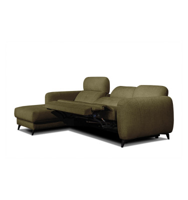 SVEN 3-Sitzer Ecksofa links, 1 relax XL, verstellbare Kopfstützen, olivgrün