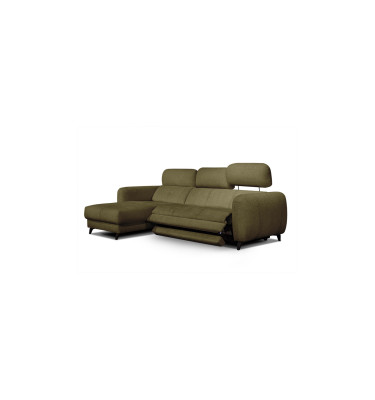 SVEN 3-Sitzer Ecksofa links, 1 relax XL, verstellbare Kopfstützen, olivgrün