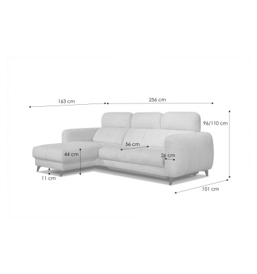 SVEN 3-Sitzer Ecksofa links, 1 relax XL, verstellbare Kopfstützen, rot