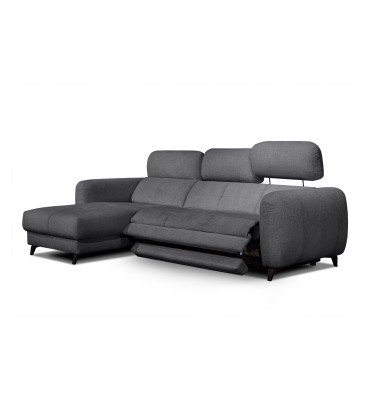 SVEN 3-Sitzer Ecksofa links, 1 relax XL, verstellbare Kopfstützen, dunkelgrau