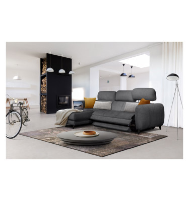 SVEN 3-Sitzer Ecksofa links, 1 relax XL, verstellbare Kopfstützen, dunkelgrau