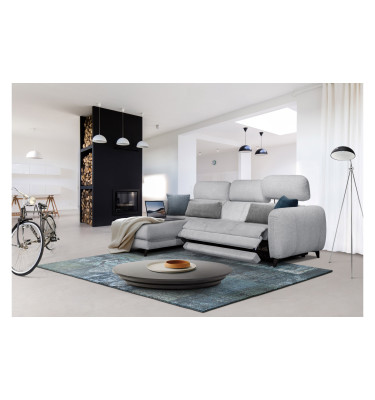 SVEN 3-Sitzer Ecksofa links, 1 relax XL, verstellbare Kopfstützen, hellgrau