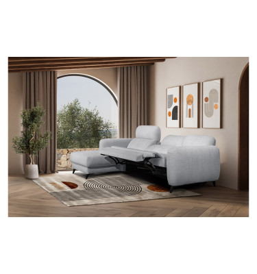 SVEN 3-Sitzer Ecksofa links, 1 relax XL, verstellbare Kopfstützen, hellgrau