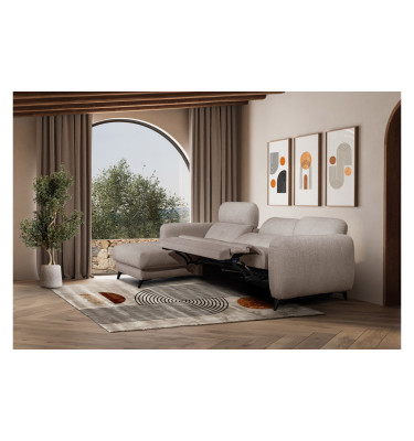 SVEN 3-Sitzer Ecksofa links, 1 relax XL, verstellbare Kopfstützen, beige