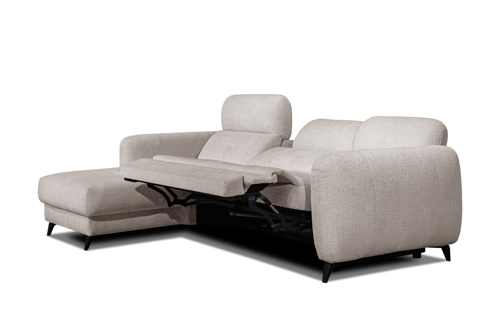 SVEN 3-Sitzer Ecksofa links, 1 relax XL, verstellbare Kopfstützen, creme