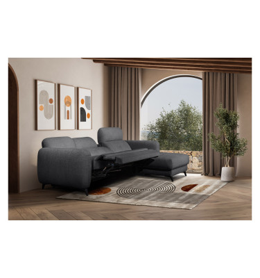 SVEN Ecksofa 3-Sitzer rechts, 1 relax XL, verstellbare Kopfstützen, dunkelgrau