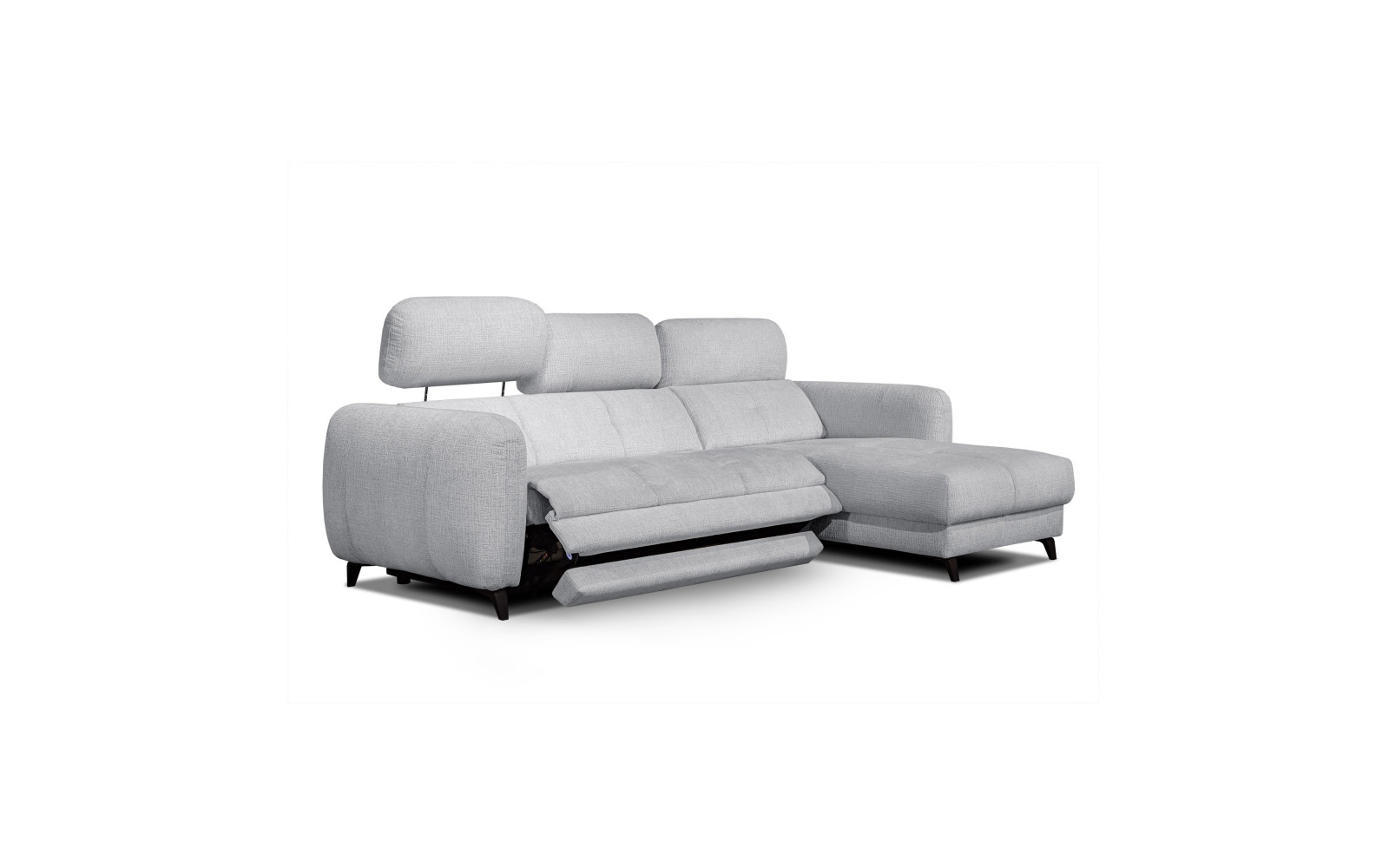 SVEN Ecksofa 3-Sitzer rechts, 1 relax XL, verstellbare Kopfstützen, hellgrau