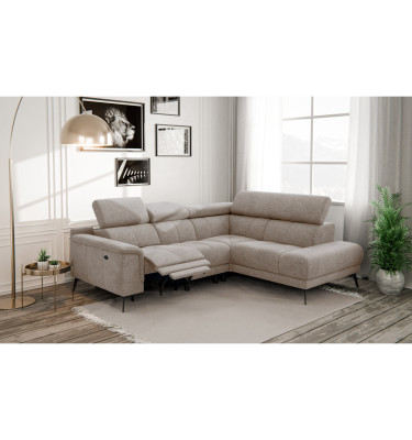 FIERO Ecksofa 4-Sitzer mit 1 Relaxfunktion und verstellbare Kopfstützen, taupe