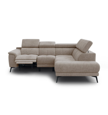 FIERO Ecksofa 4-Sitzer mit 1 Relaxfunktion und verstellbare Kopfstützen, taupe