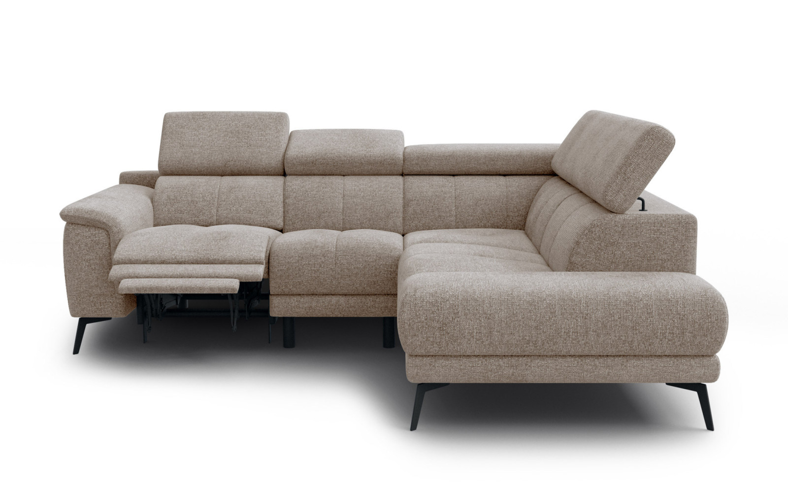 FIERO Ecksofa 4-Sitzer mit 1 Relaxfunktion und verstellbare Kopfstützen, taupe