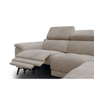 FIERO Ecksofa 4-Sitzer mit 1 Relaxfunktion und verstellbare Kopfstützen, taupe