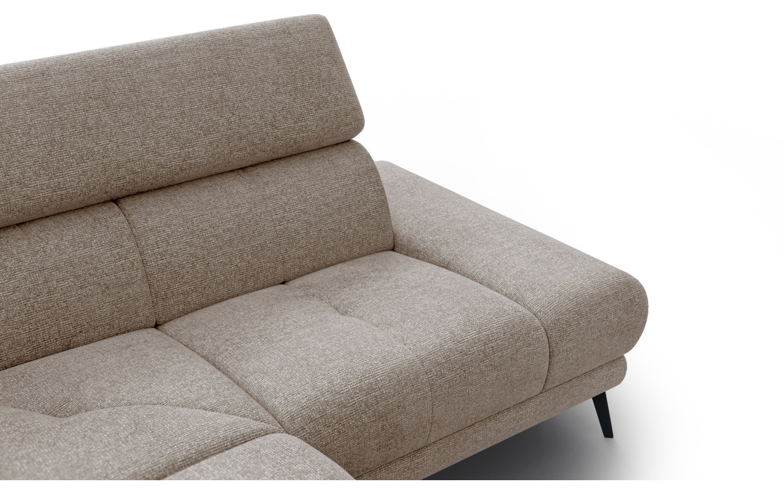 FIERO Ecksofa 4-Sitzer mit 1 Relaxfunktion und verstellbare Kopfstützen, taupe