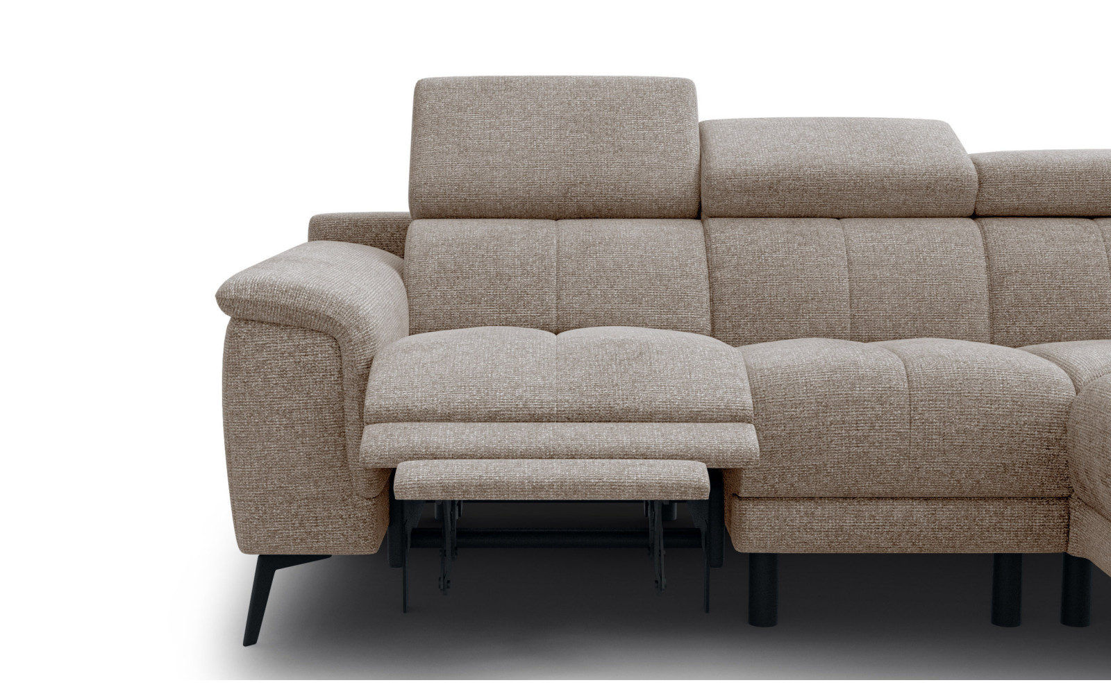 FIERO Ecksofa 4-Sitzer mit 1 Relaxfunktion und verstellbare Kopfstützen, taupe