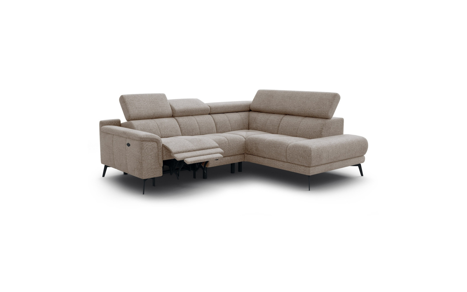 FIERO Ecksofa 4-Sitzer mit 1 Relaxfunktion und verstellbare Kopfstützen, taupe