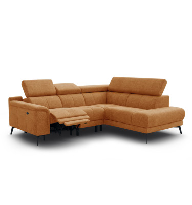 FIERO Ecksofa 4-Sitzer mit 1 Relaxfunktion und verstellbare Kopfstützen, orange
