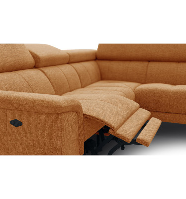 FIERO Ecksofa 4-Sitzer mit 1 Relaxfunktion und verstellbare Kopfstützen, orange