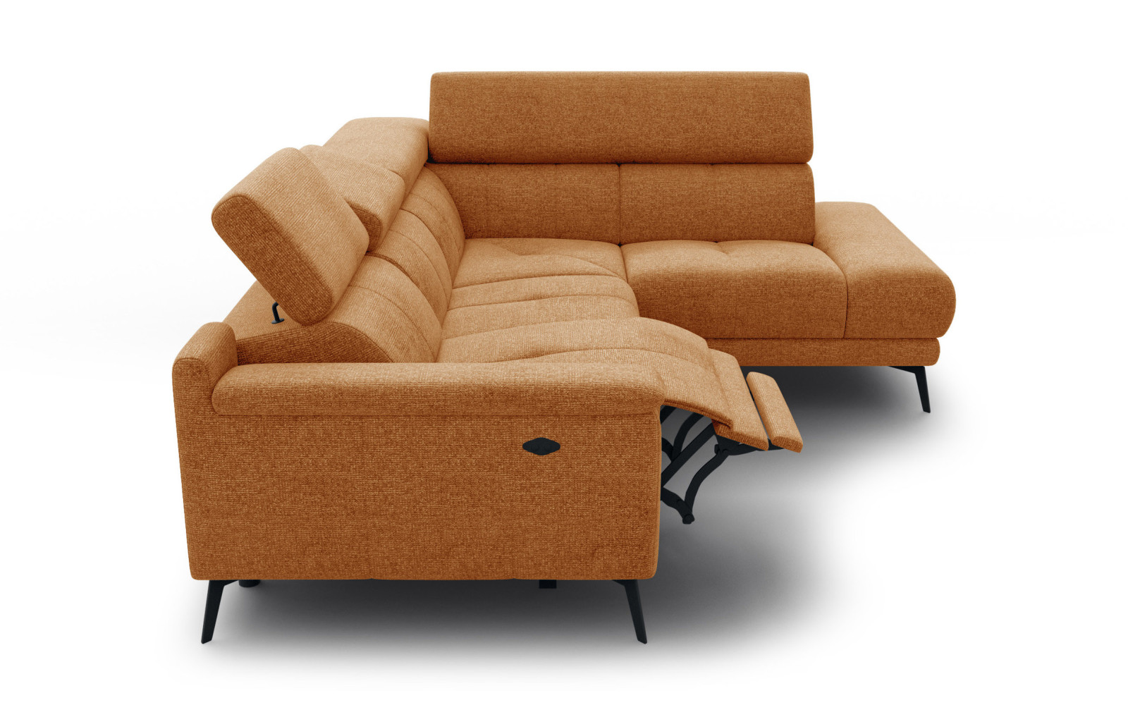FIERO Ecksofa 4-Sitzer mit 1 Relaxfunktion und verstellbare Kopfstützen, orange