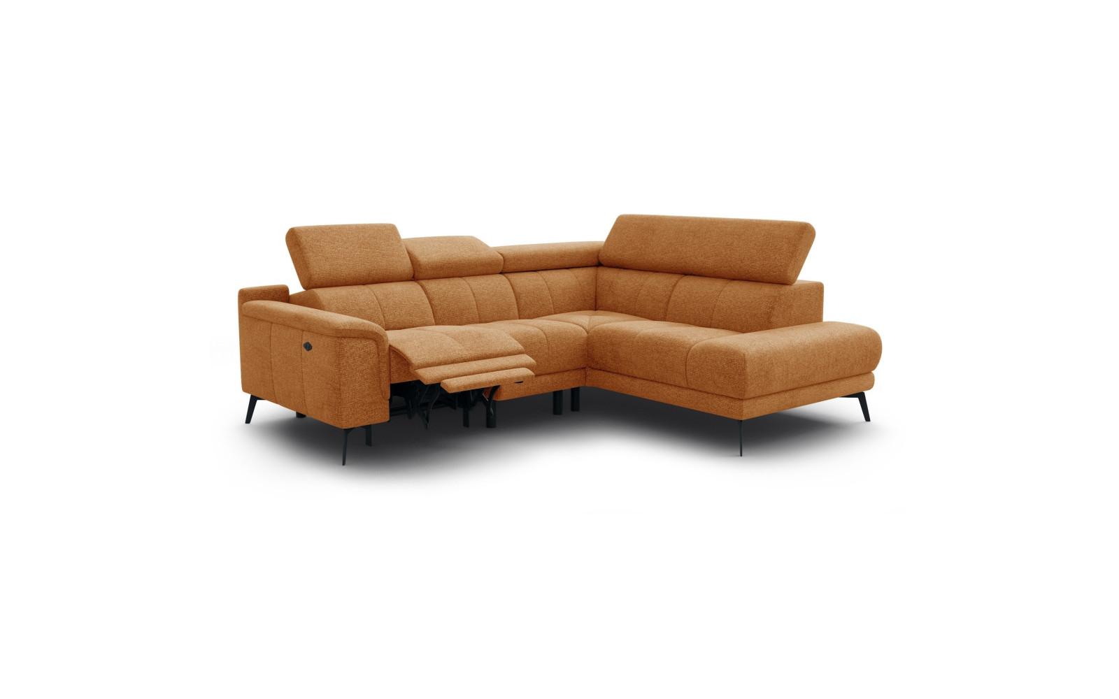 FIERO Ecksofa 4-Sitzer mit 1 Relaxfunktion und verstellbare Kopfstützen, orange