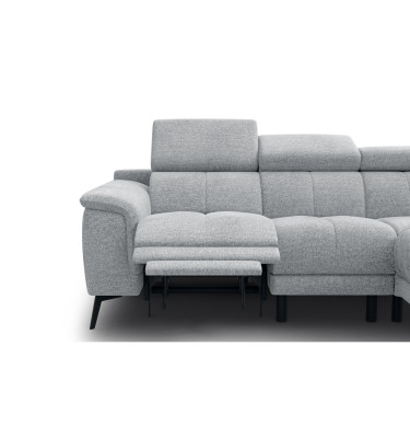 FIERO Ecksofa 4-Sitzer mit 1 Relaxfunktion und verstellbare Kopfstützen, silbergrau