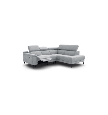 FIERO Ecksofa 4-Sitzer mit 1 Relaxfunktion und verstellbare Kopfstützen, silbergrau