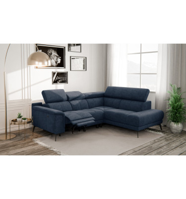 FIERO Ecksofa 4-Sitzer mit 1 Relaxfunktion und verstellbare Kopfstützen, marineblau