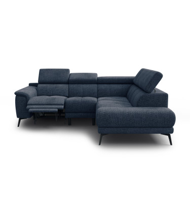FIERO Ecksofa 4-Sitzer mit 1 Relaxfunktion und verstellbare Kopfstützen, marineblau
