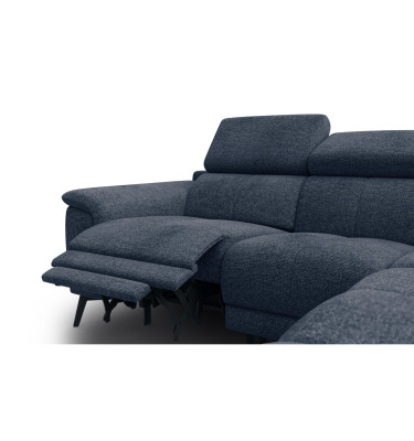 FIERO Ecksofa 4-Sitzer mit 1 Relaxfunktion und verstellbare Kopfstützen, marineblau