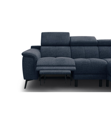 FIERO Ecksofa 4-Sitzer mit 1 Relaxfunktion und verstellbare Kopfstützen, marineblau