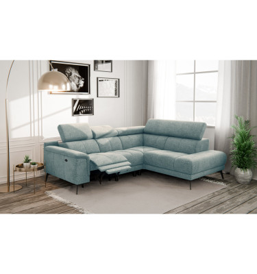 FIERO Ecksofa 4-Sitzer mit 1 Relaxfunktion und verstellbare Kopfstützen, mint