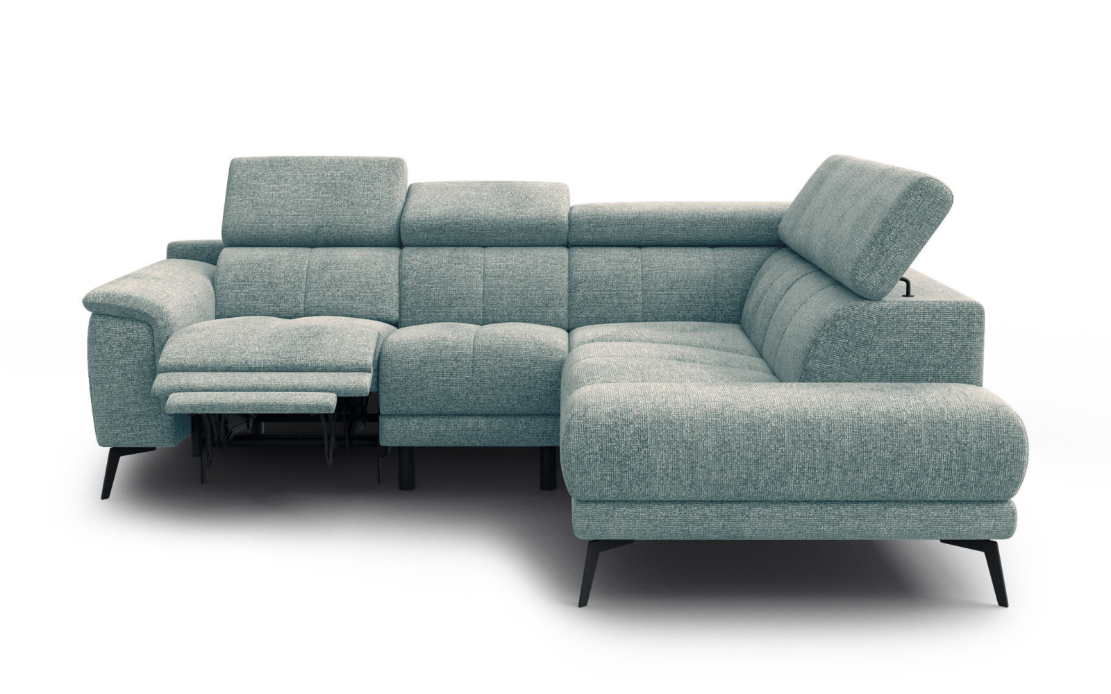 FIERO Ecksofa 4-Sitzer mit 1 Relaxfunktion und verstellbare Kopfstützen, mint