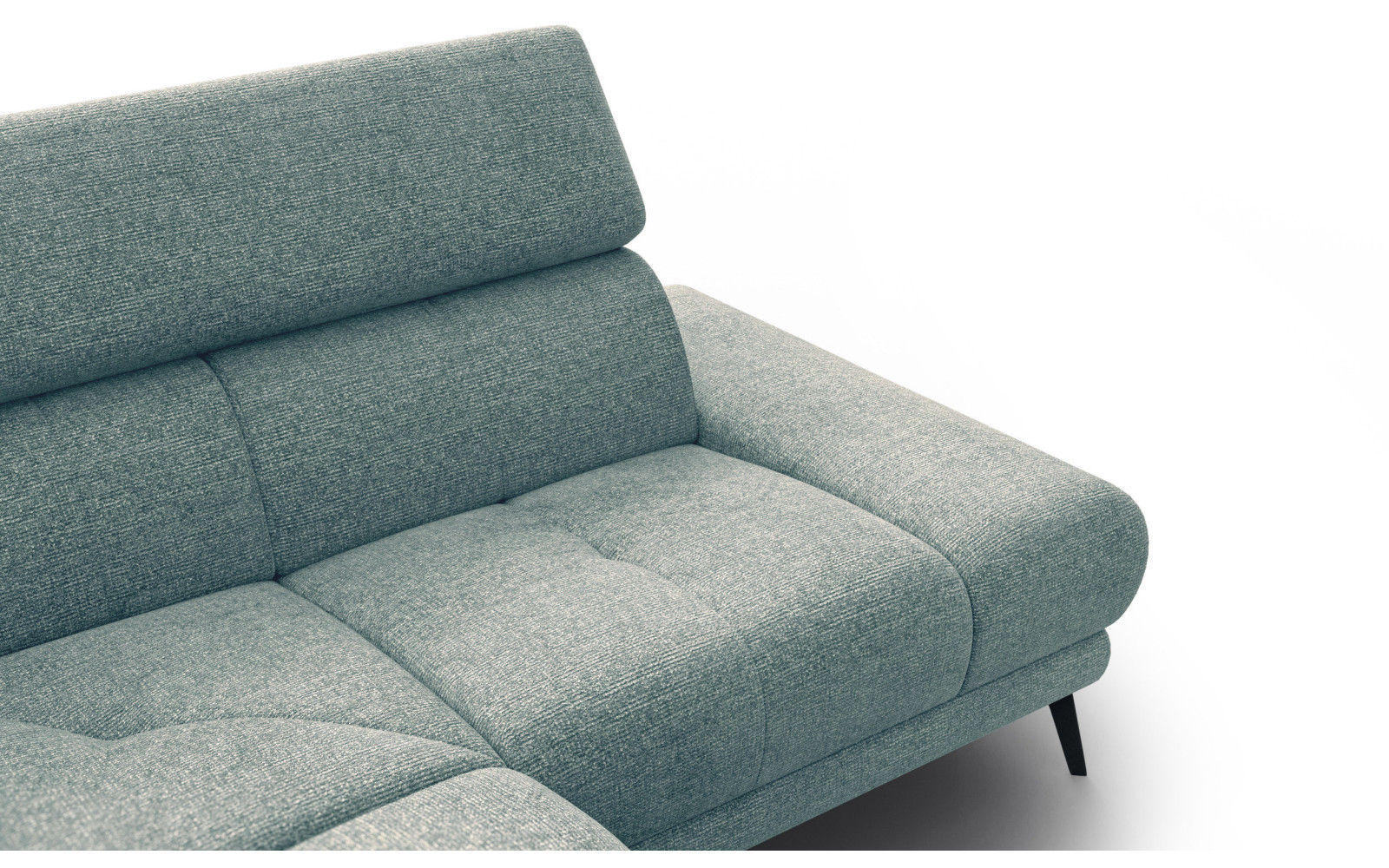 FIERO Ecksofa 4-Sitzer mit 1 Relaxfunktion und verstellbare Kopfstützen, mint