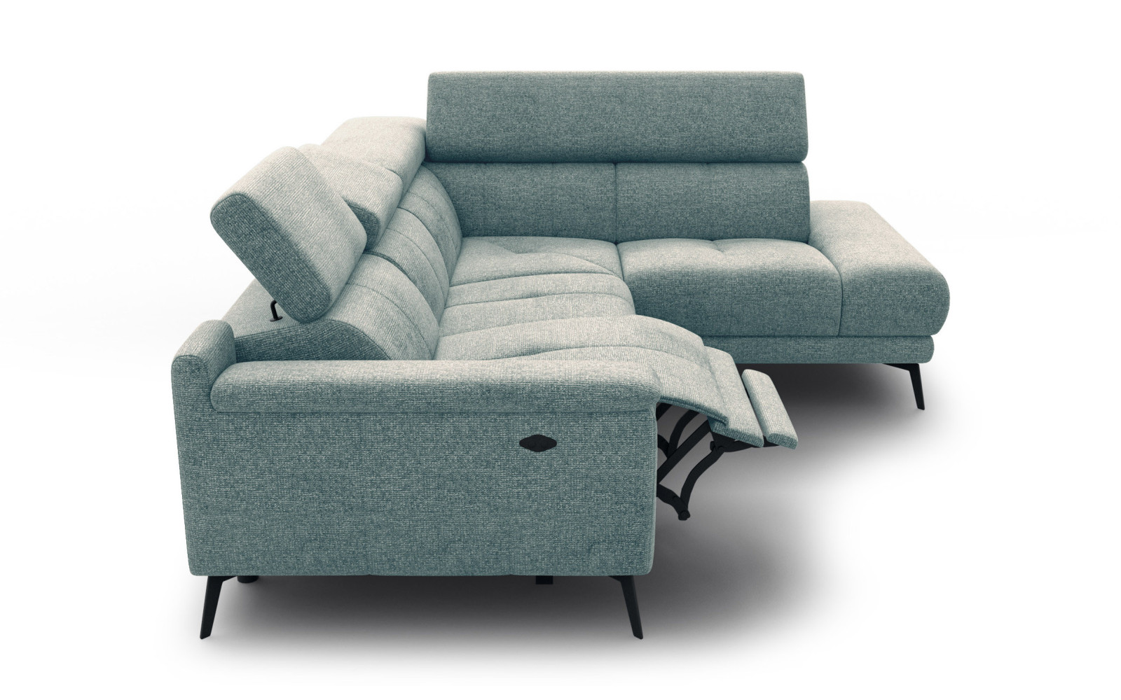 FIERO Ecksofa 4-Sitzer mit 1 Relaxfunktion und verstellbare Kopfstützen, mint