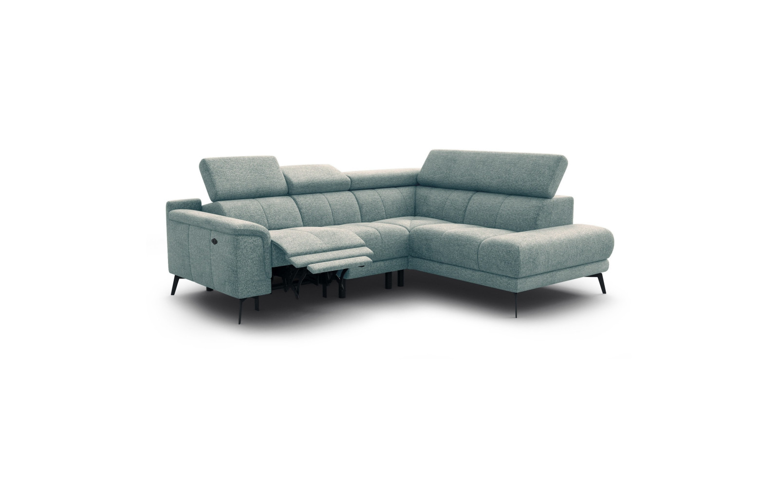 FIERO Ecksofa 4-Sitzer mit 1 Relaxfunktion und verstellbare Kopfstützen, mint