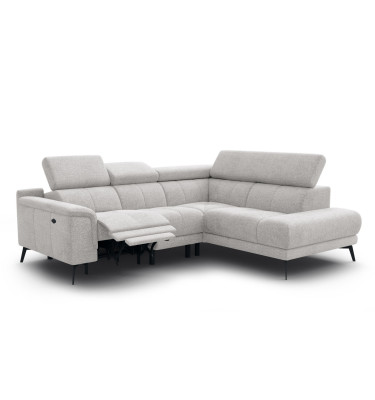 FIERO Ecksofa 4-Sitzer mit 1 Relaxfunktion und verstellbare Kopfstützen, creme