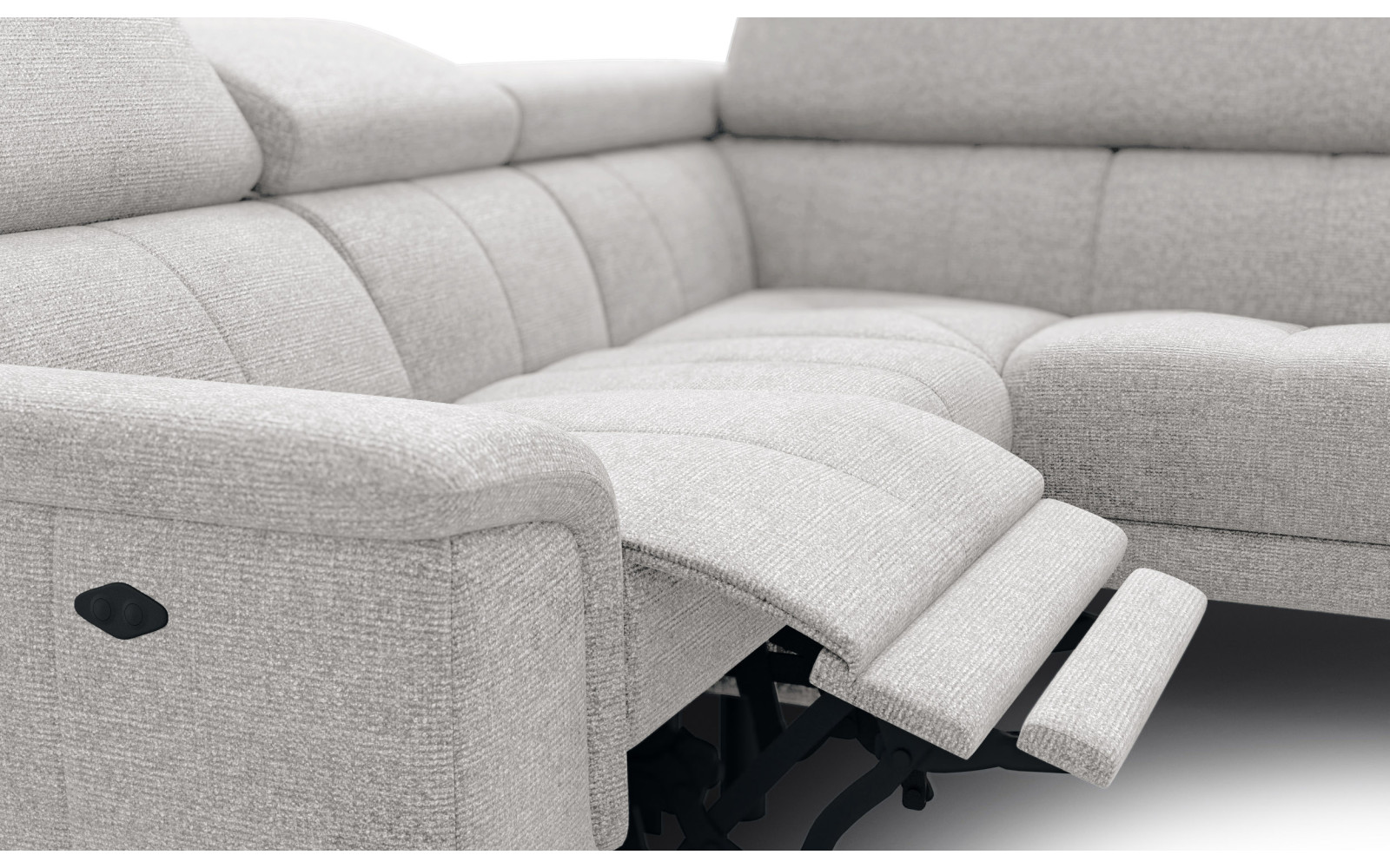 FIERO Ecksofa 4-Sitzer mit 1 Relaxfunktion und verstellbare Kopfstützen, creme