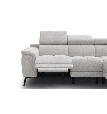 FIERO Ecksofa 4-Sitzer mit 1 Relaxfunktion und verstellbare Kopfstützen, creme