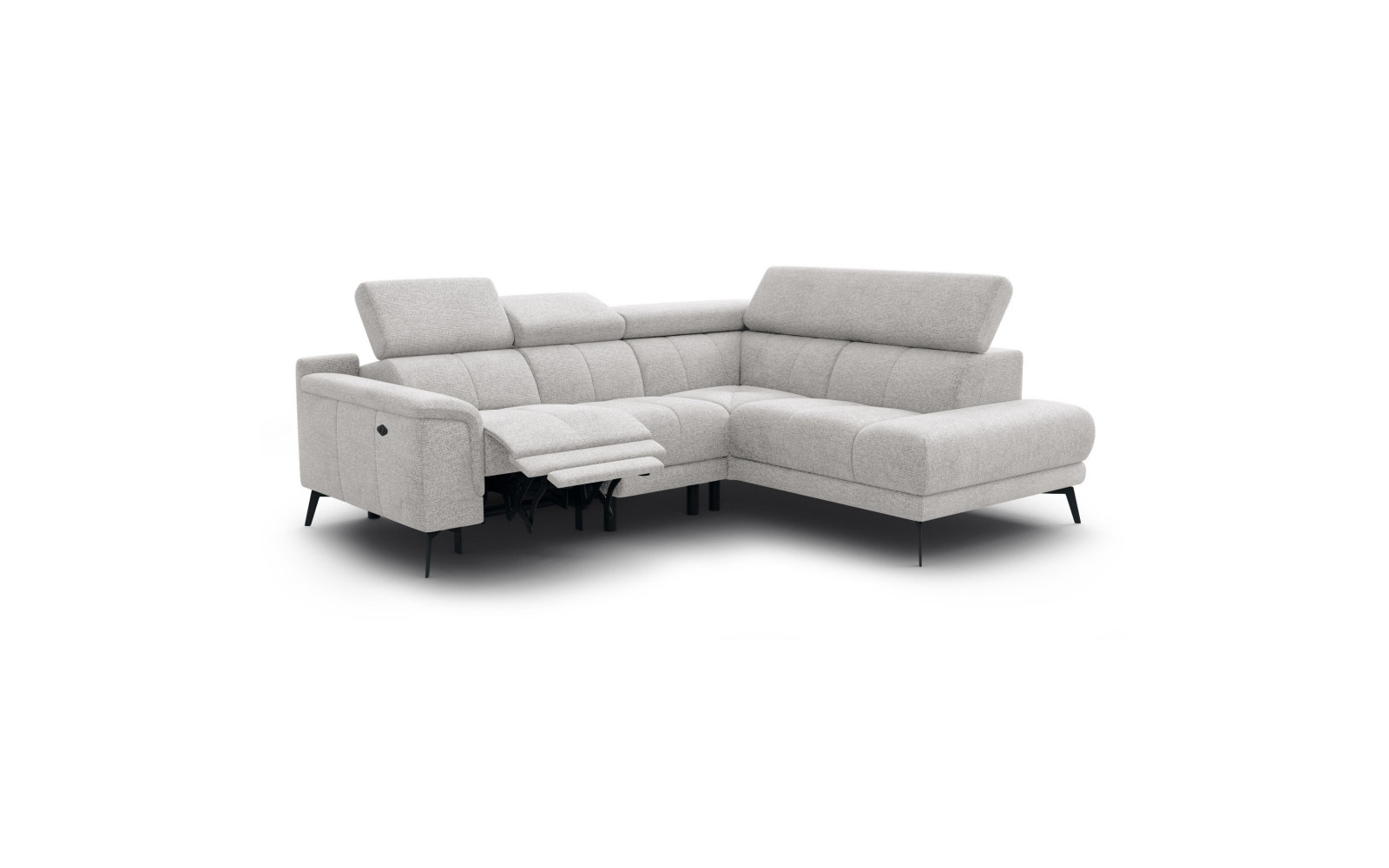 FIERO Ecksofa 4-Sitzer mit 1 Relaxfunktion und verstellbare Kopfstützen, creme